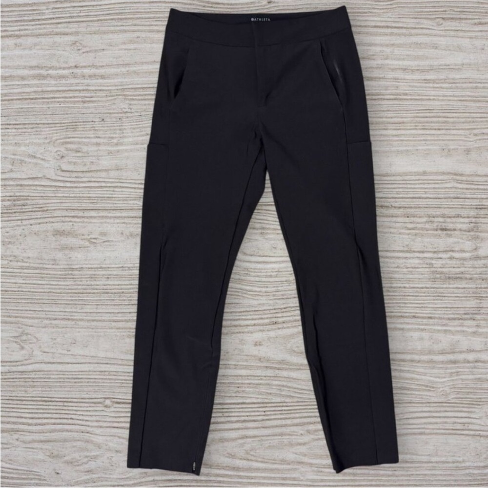 ATHLETA Black Stellar Trouser Stretch Knit Ankle Pants Women's Size 6